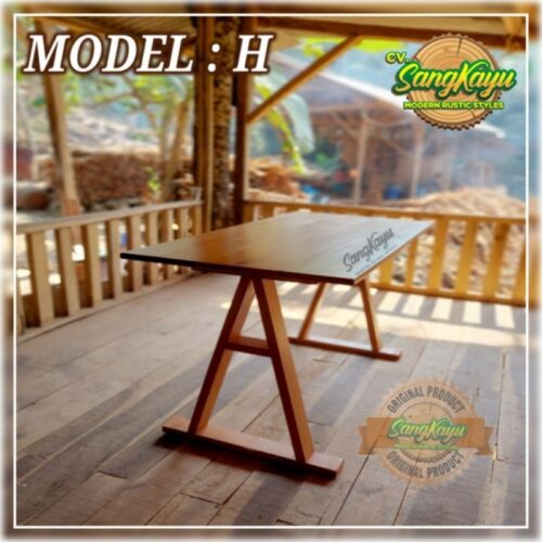 Meja Kayu minimalis Meja kerja kayu belajar Wooden table ~ Model H