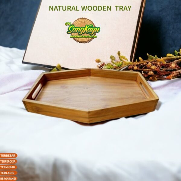 Nampan kayu jati / mahoni teak wooden tray nampan serbaguna baki kayu