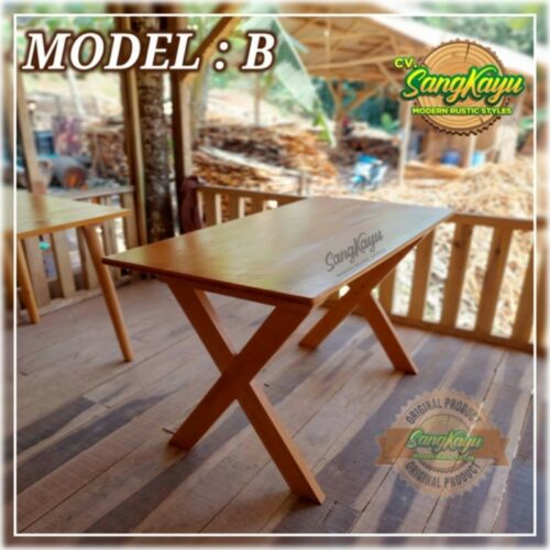 Meja Kayu minimalis Meja kerja kayu belajar Wooden table ~ Model B