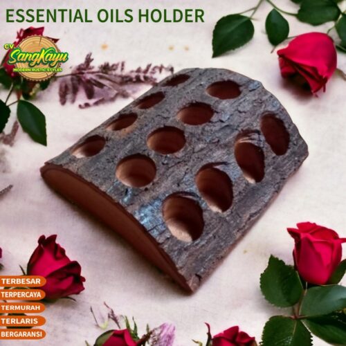 Rak oil 12 slot rak essential oil kayu essential oils holder display 2
