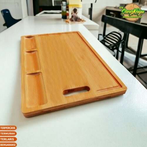 Talenan kayu besar line edge kayu jati mahoni wooden cutting board 02