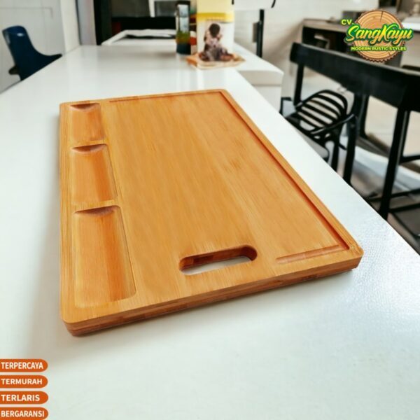 Talenan kayu besar line edge kayu jati mahoni wooden cutting board 02