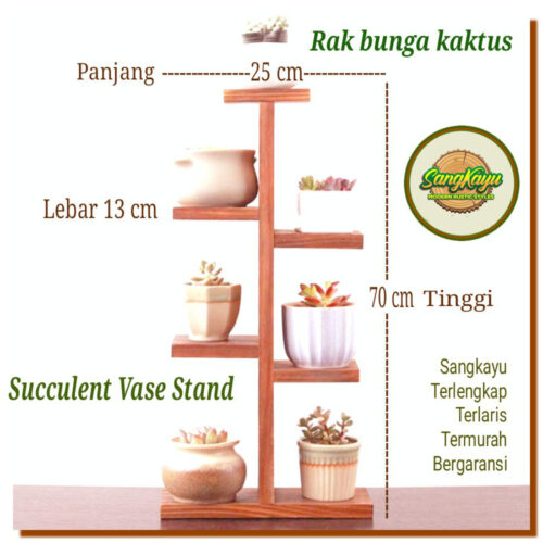 Rak bunga kayu susun minimalis 25x13x70cm succulent rack wooden