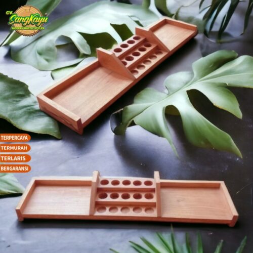 Rak oil kayu 68x16cm 15 slot essential oil air humidi diffuser holder