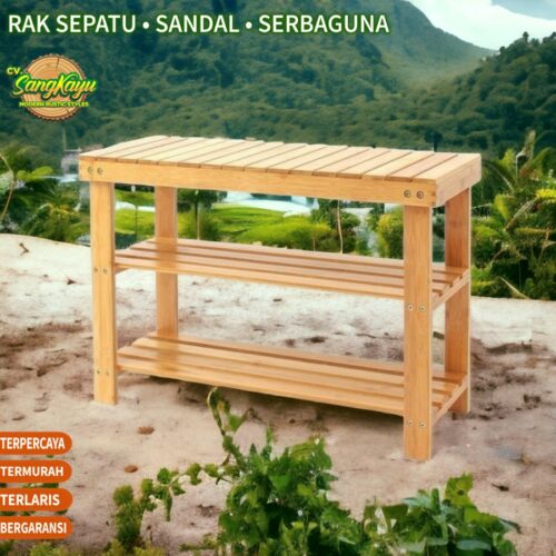 Rak susun 3 kayu rak sepatu rak serbaguna rak tanaman hias rak bunga