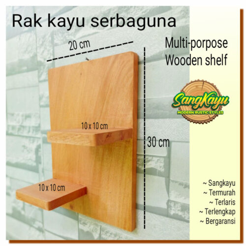 Rak dinding minimalis kayu 20x30 cm rak vas bunga dll Wooden shelves 2