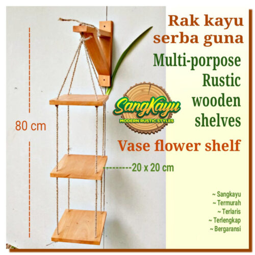 Rak kayu serbaguna rak tanaman hias rak bunga kaktus wooden shelves