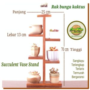 Rak bunga kayu susun minimalis 25x13x70cm succulent rack wooden