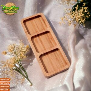 Nampan piring saji Wooden serving plate piring snack plate kayu tray 2