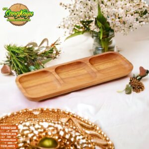 Nampan Kayu piring saji Wooden serving tray piring snack plate kayu